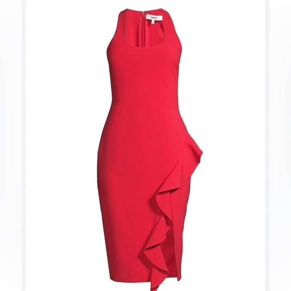 Likely Wo Rosella Ruffle Sheath Dress in Scarlet Red size 2 - Picture 1 of 4
